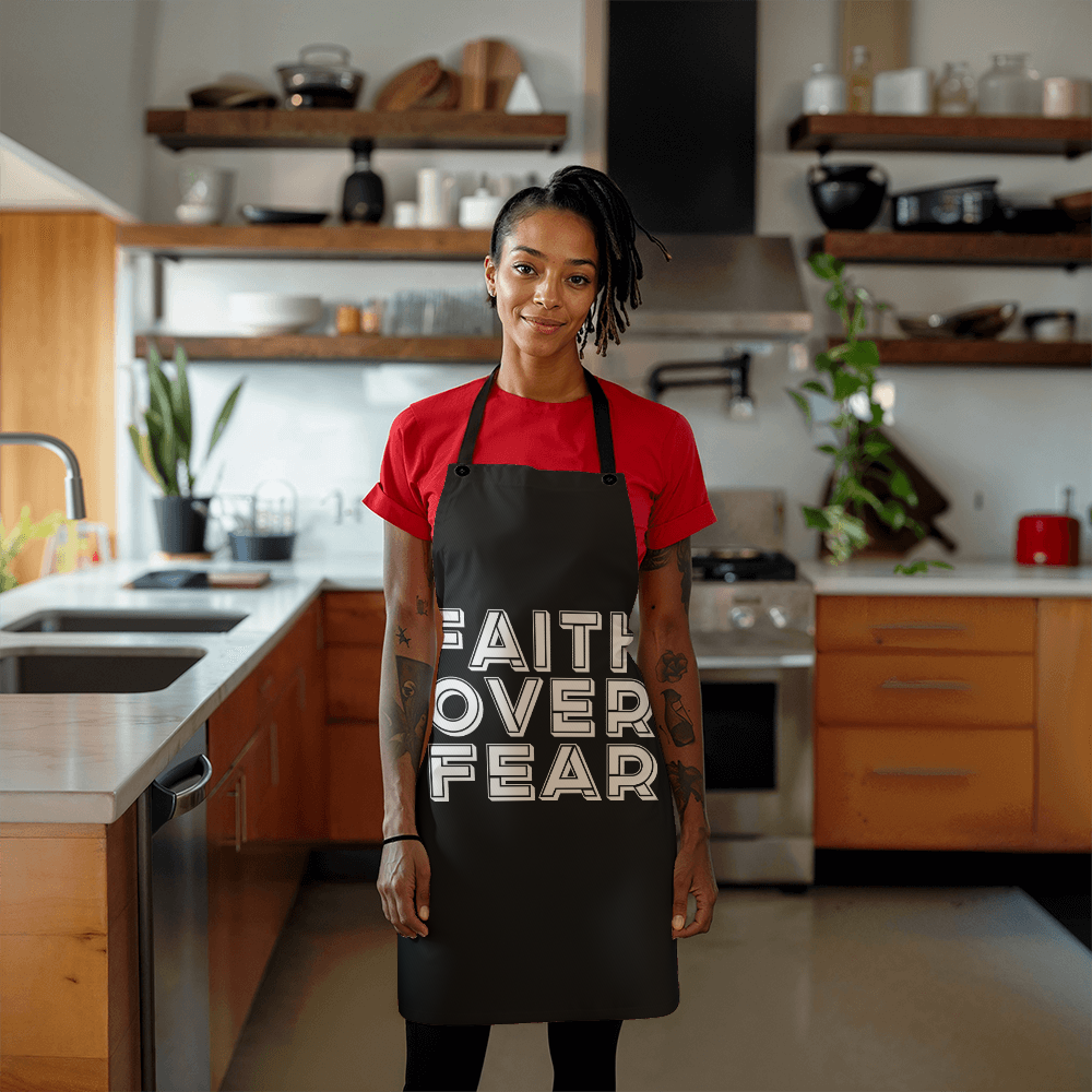 Faith Over Fear (White) - Apron - Gift for Her - Gift for Him