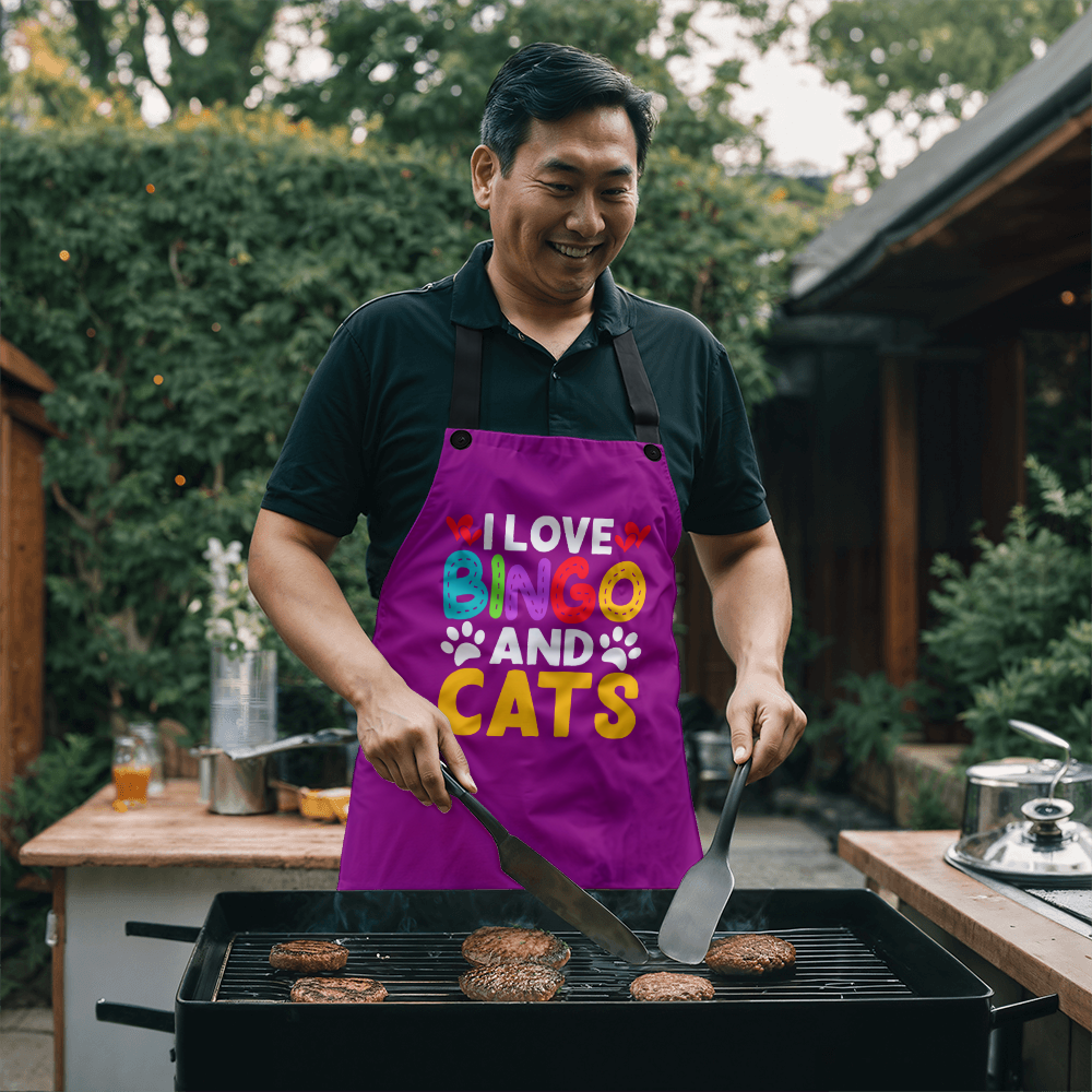 I Love Bingo And Cats - Apron - Gift for Her