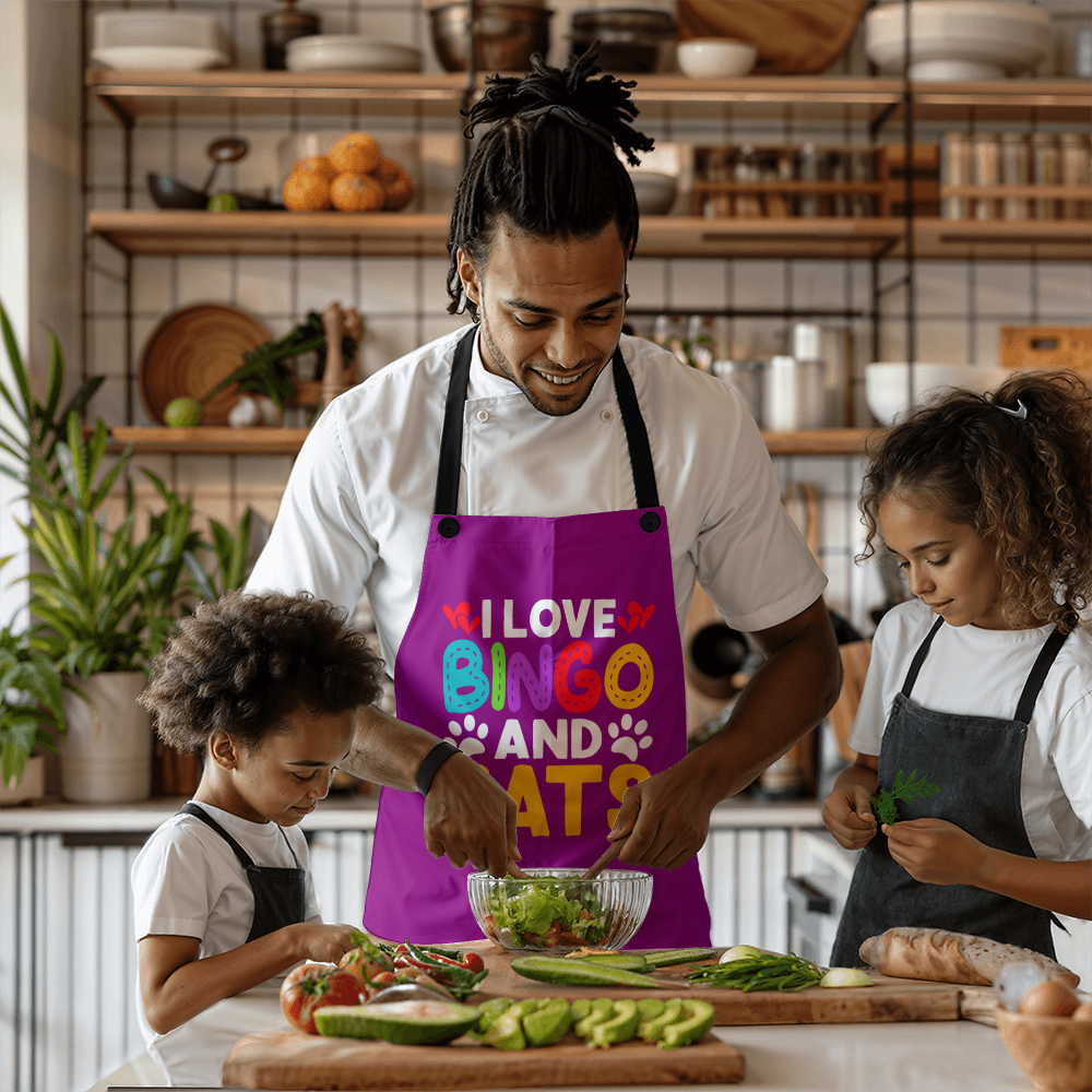 I Love Bingo And Cats - Apron - Gift for Her