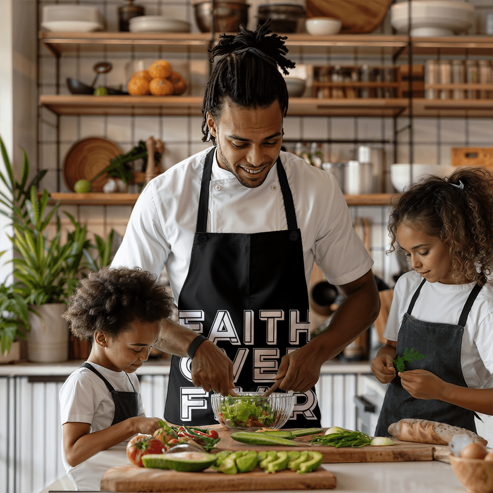 Faith Over Fear (White) - Apron - Gift for Her - Gift for Him