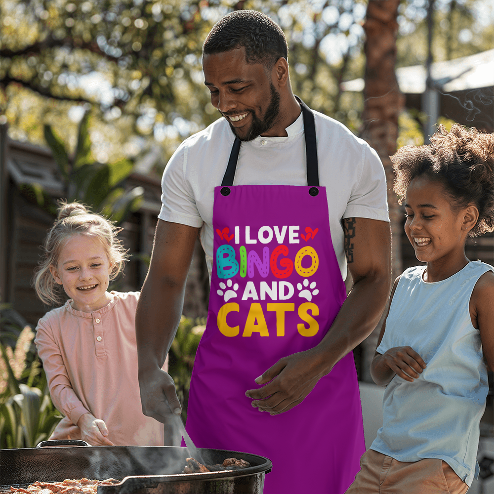 I Love Bingo And Cats - Apron - Gift for Her