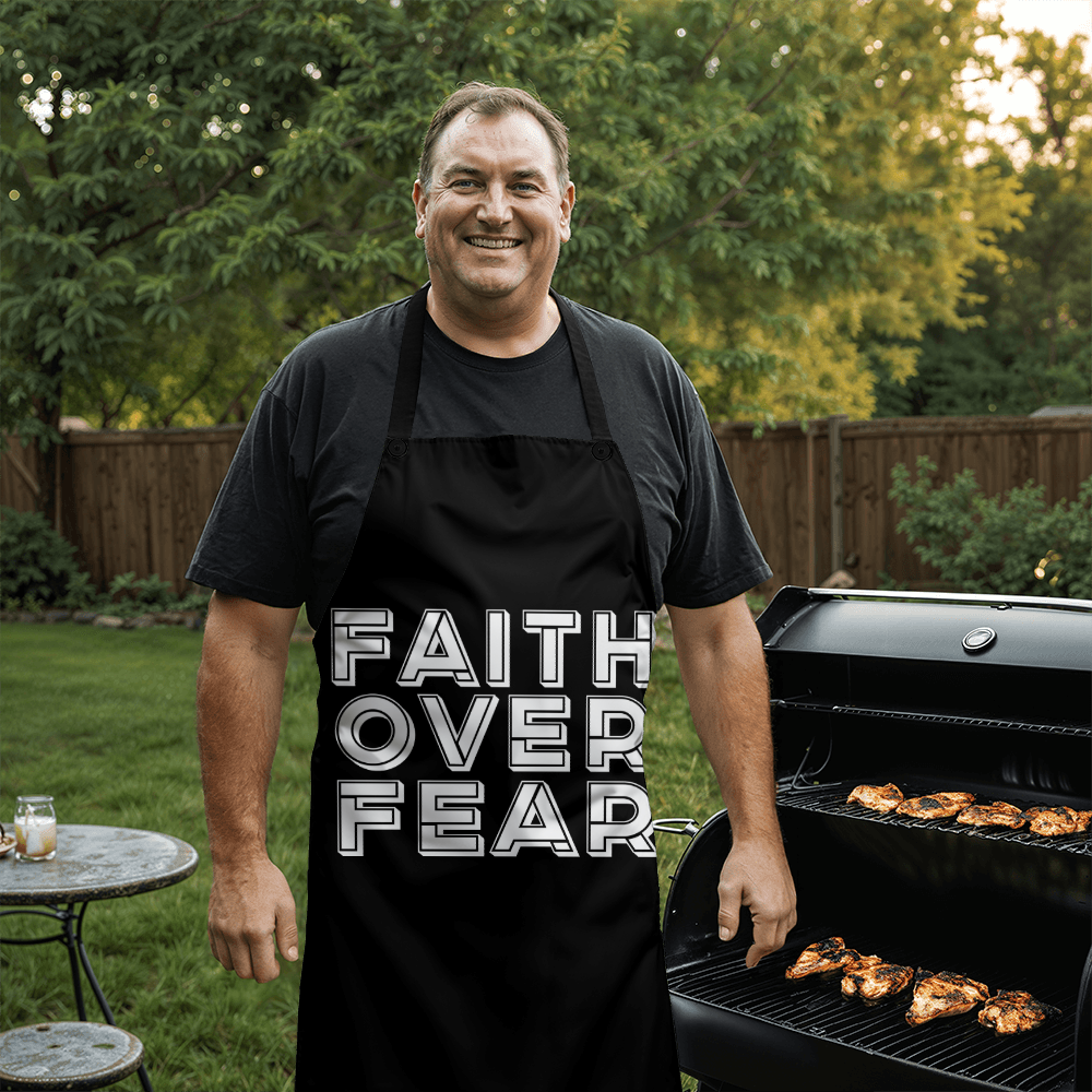 Faith Over Fear (White) - Apron - Gift for Her - Gift for Him