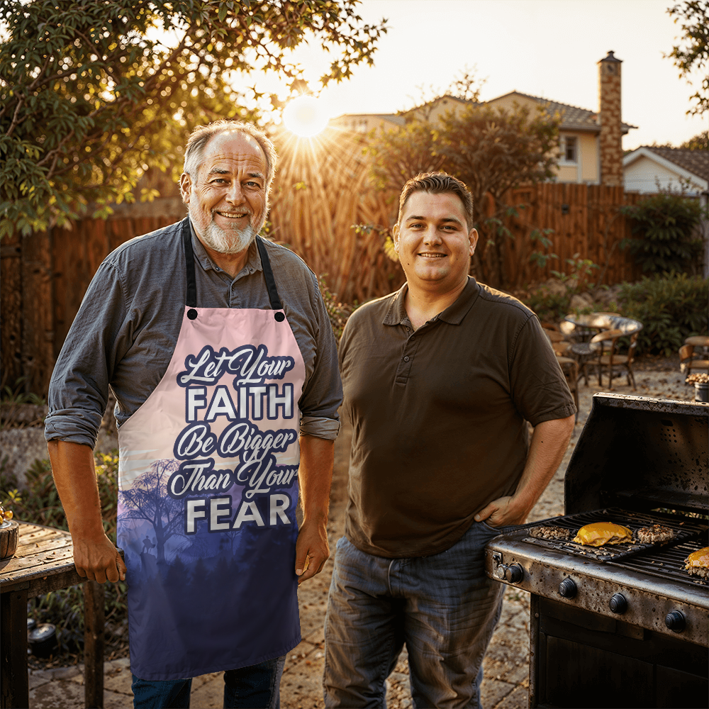 Let Your Faith Be Bigger Than Your Fear - Apron - Gift for Her - Gift for Him