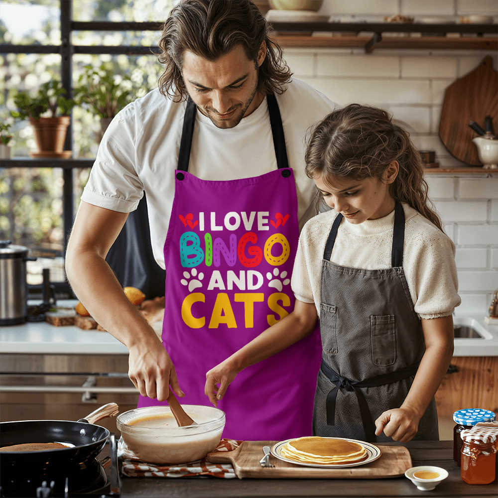 I Love Bingo And Cats - Apron - Gift for Her