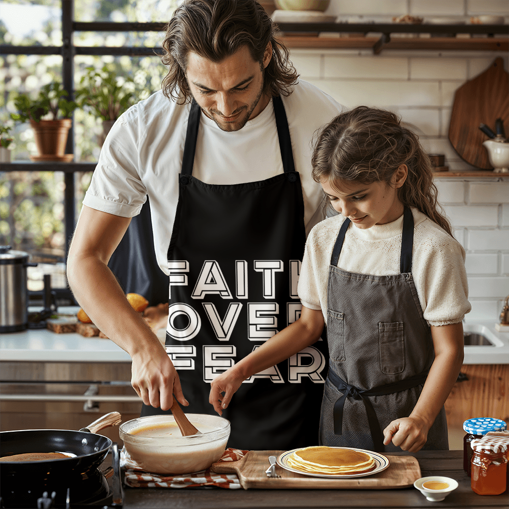 Faith Over Fear (White) - Apron - Gift for Her - Gift for Him