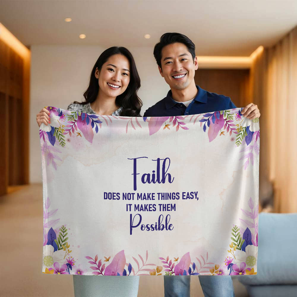 Faith Does Not Make Things Easy It Makes Them Possible - Mink Touch Fleece Blanket (4:3) - Gift for Her