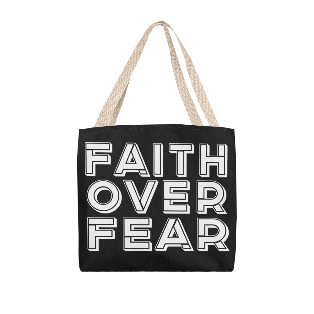 Faith Over Fear (White) - Classic Tote Bag - Gift for Her - Gift for Him