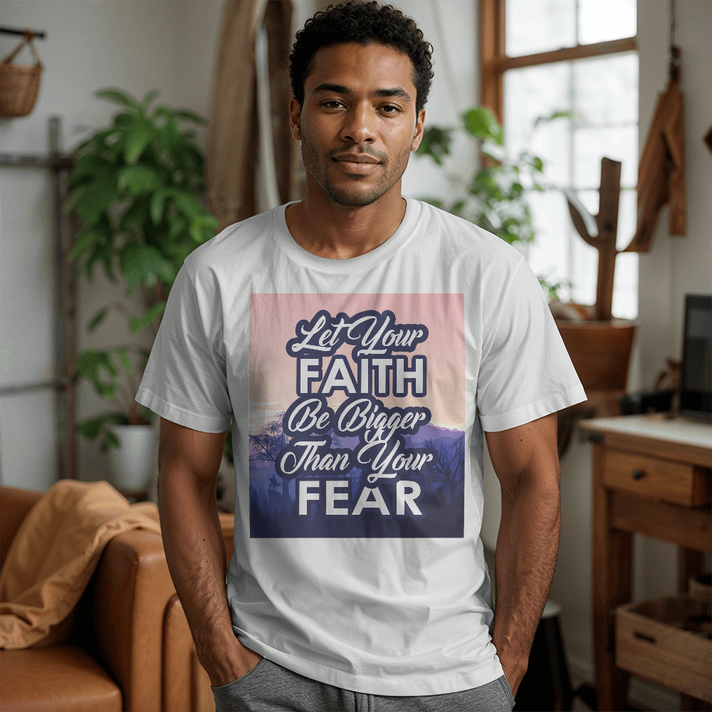 Let Your Faith Be Bigger Than Your Fear - Bella + Canvas 3001 Unisex T-Shirt Front Print - Gift for Her - Gift for Him