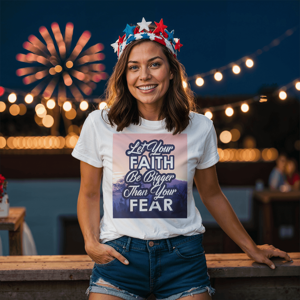 Let Your Faith Be Bigger Than Your Fear - Bella + Canvas 3001 Unisex T-Shirt Front Print - Gift for Her - Gift for Him