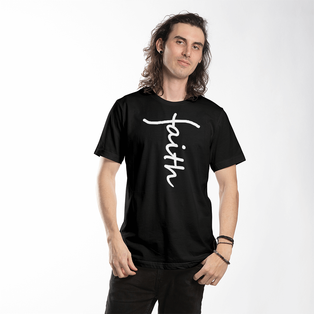 Faith (White) - Bella + Canvas 3001 Unisex T-Shirt Front Print - Gift for Her - Gift for Him