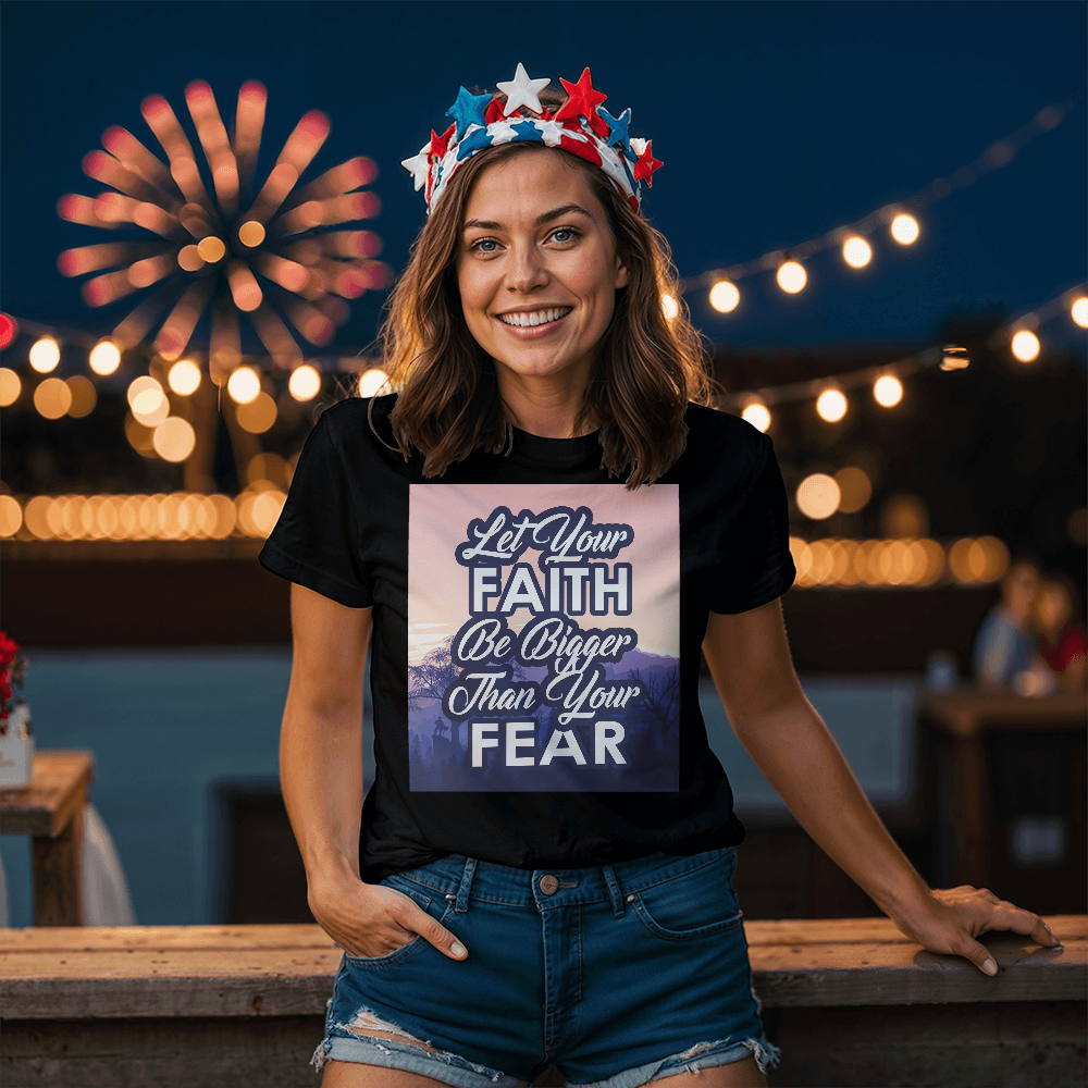 Let Your Faith Be Bigger Than Your Fear - Bella + Canvas 3001 Unisex T-Shirt Front Print - Gift for Her - Gift for Him