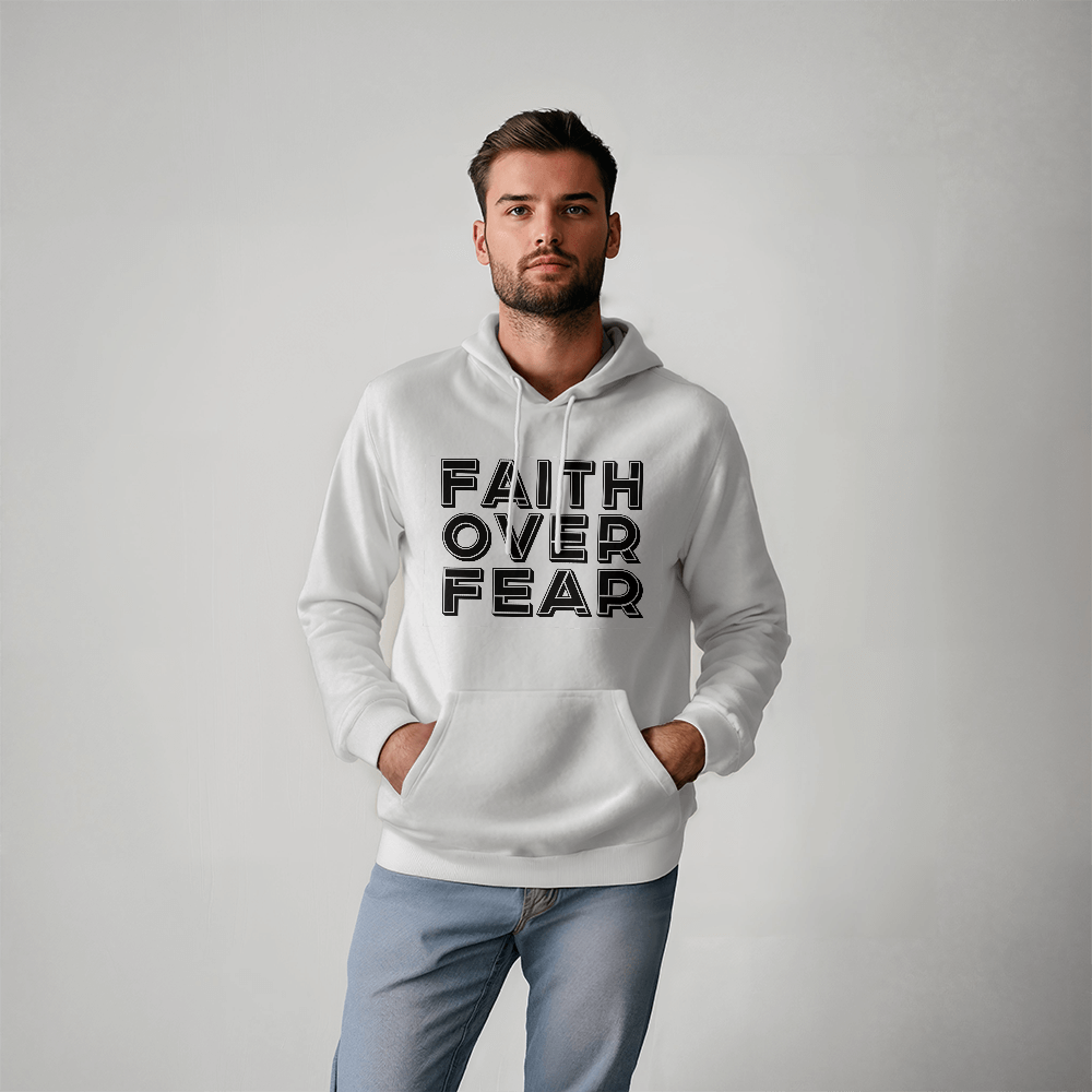 Faith Over Fear (Black) - Gildan 18500 Unisex Hooded Sweatshirt Front Print - Gift for Her - Gift for Him