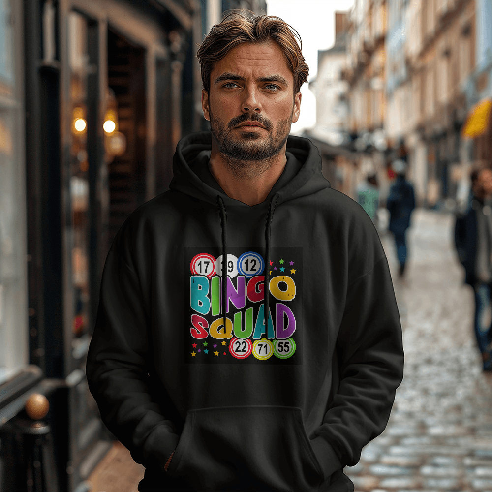 Bingo Squad - Gildan 18500 Unisex Hooded Sweatshirt Front Print - Gift for Her