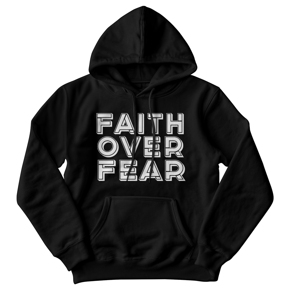Faith Over Fear (White) - Gildan 18500 Unisex Hooded Sweatshirt Front Print - Gift for Her - Gift for Him