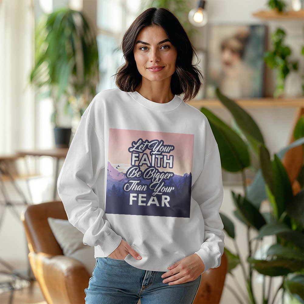 Let Your Faith Be Bigger Than Your Fear - Gildan 18000 Unisex Crewneck Sweatshirt - Gift for Her - Gift for Him