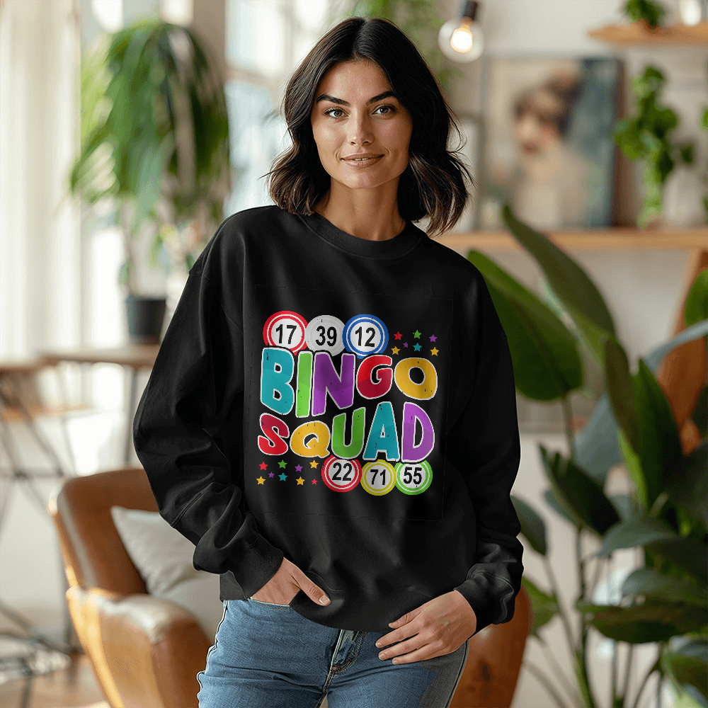 Bingo Squad - Gildan 18000 Unisex Crewneck Sweatshirt Front Print - Gift for Her