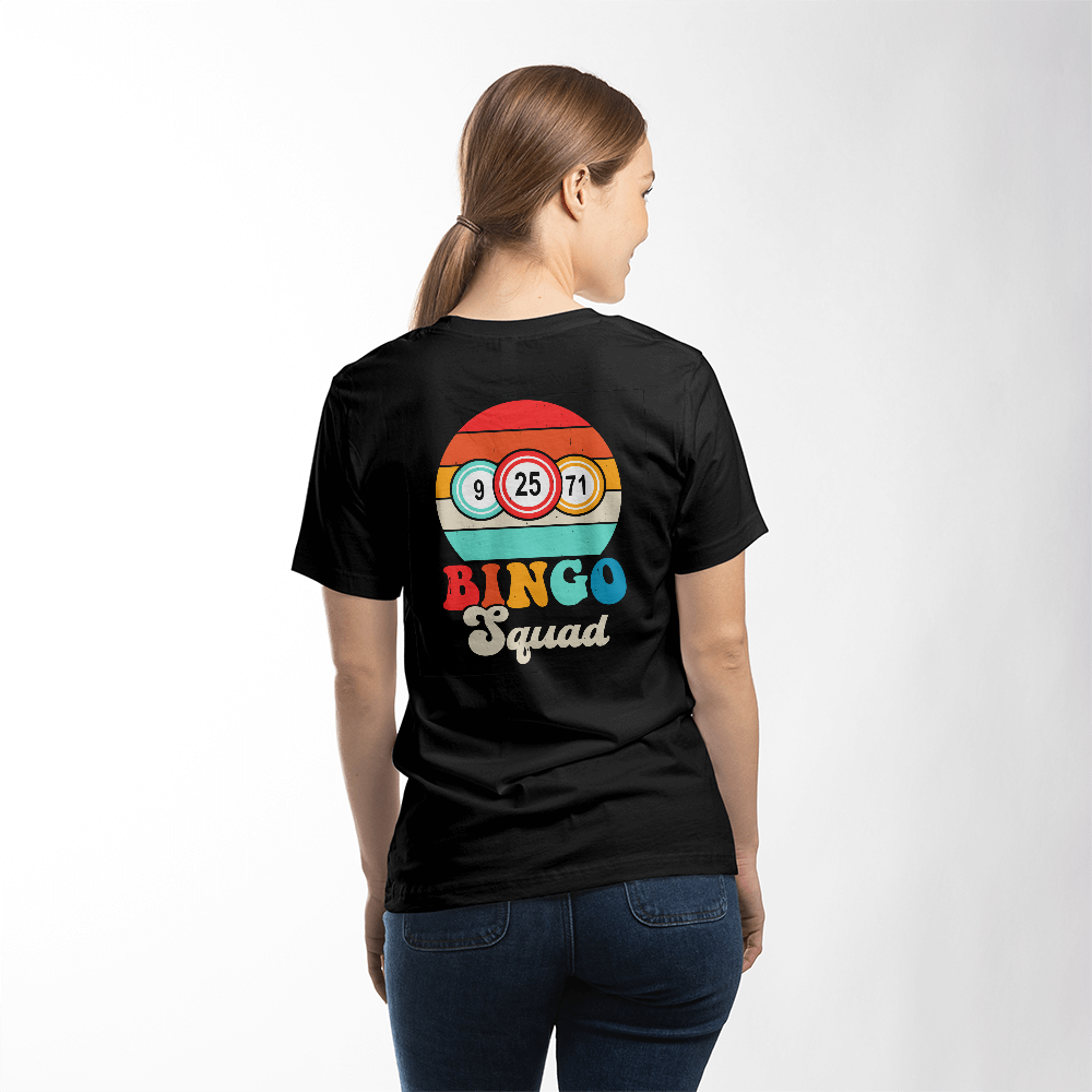 Bingo Squad - Bella + Canvas 3001 Unisex T-shirt Back Print - Gift for Her - Gift for Him