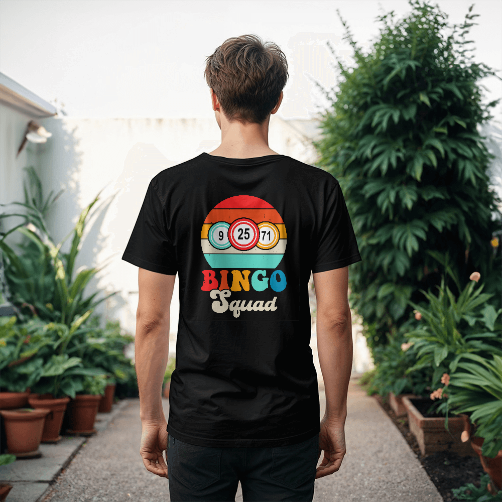 Bingo Squad - Bella + Canvas 3001 Unisex T-shirt Back Print - Gift for Her - Gift for Him
