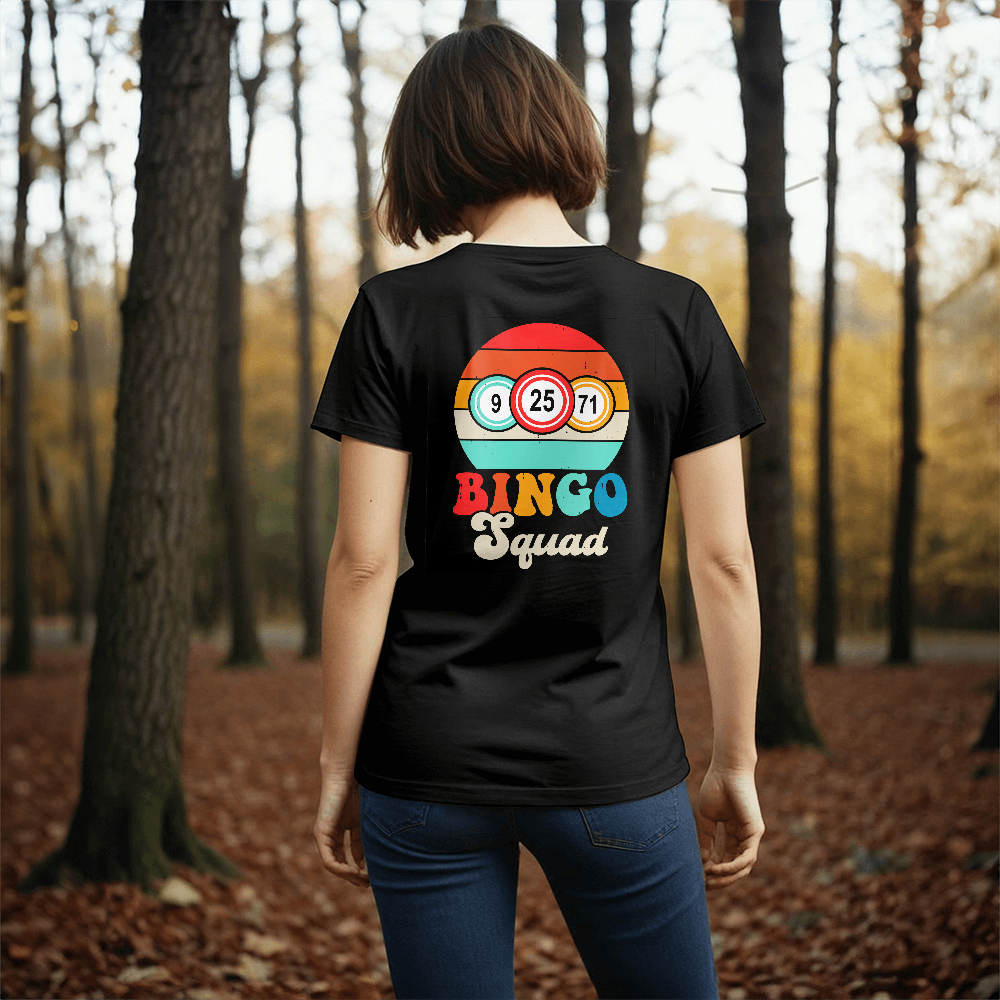 Bingo Squad - Bella + Canvas 3001 Unisex T-shirt Back Print - Gift for Her - Gift for Him