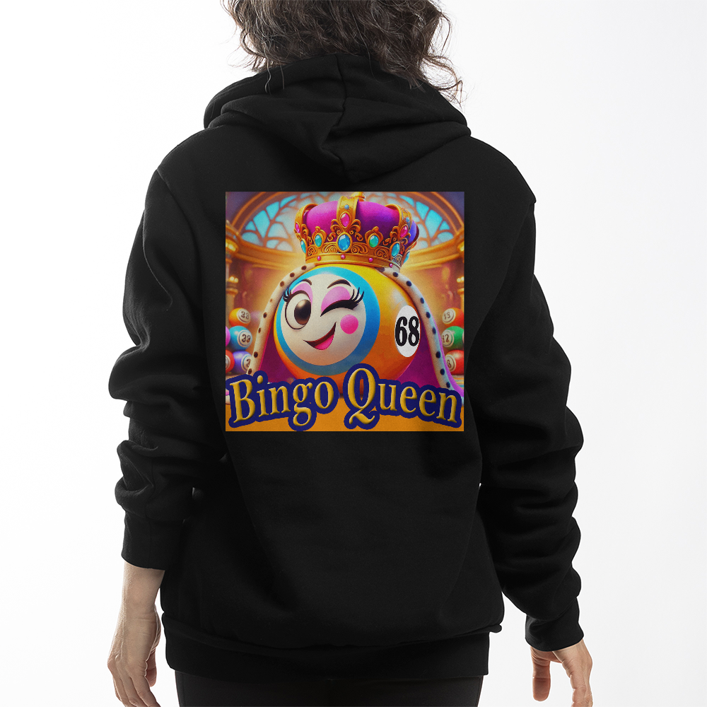 Bingo Queen - Bella + Canvas 3719 Pullover Fleece Hoodie Back Print - Gift for Her