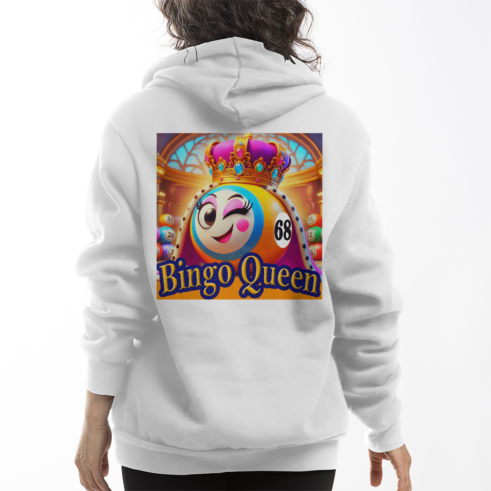 Bingo Queen - Bella + Canvas 3719 Pullover Fleece Hoodie Back Print - Gift for Her
