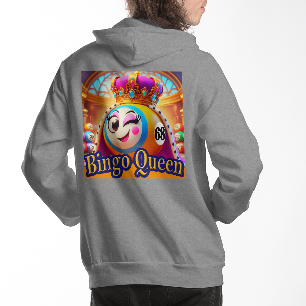 Bingo Queen - Bella + Canvas 3719 Pullover Fleece Hoodie Back Print - Gift for Her