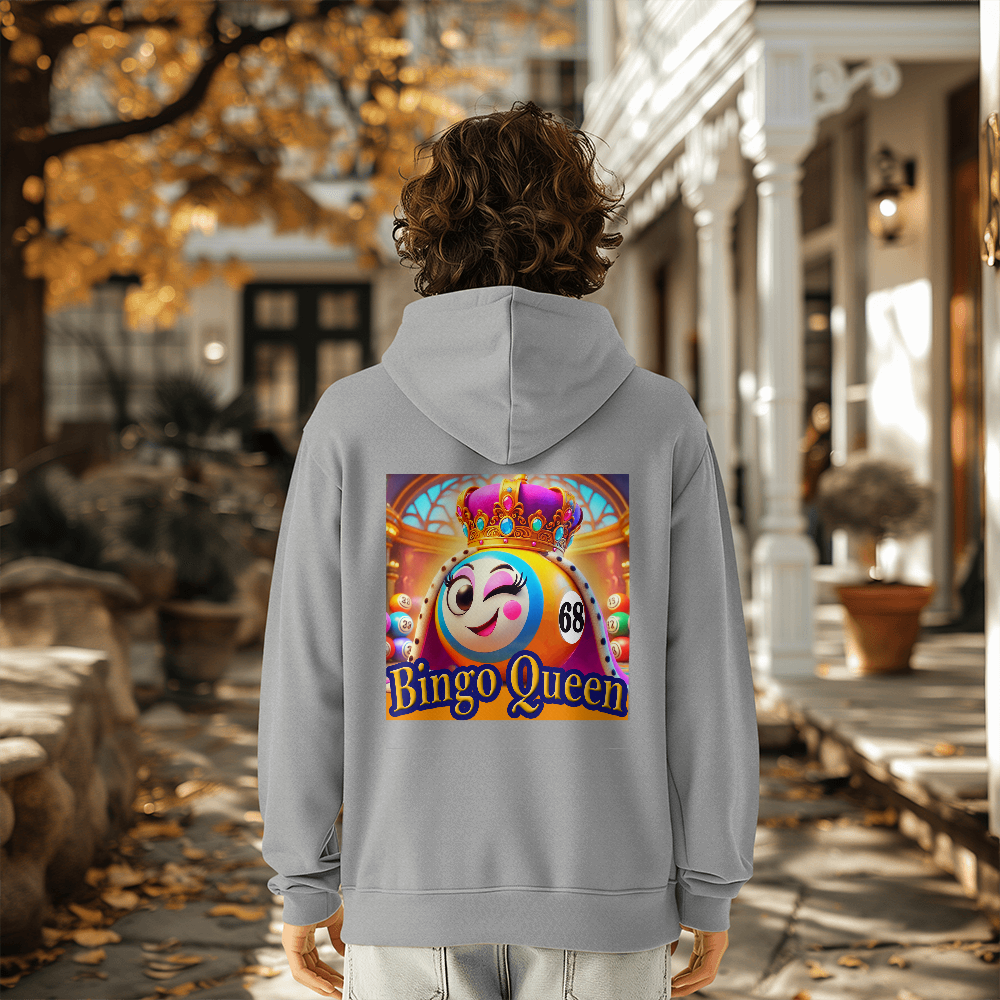 Bingo Queen - Bella + Canvas 3719 Pullover Fleece Hoodie Back Print - Gift for Her