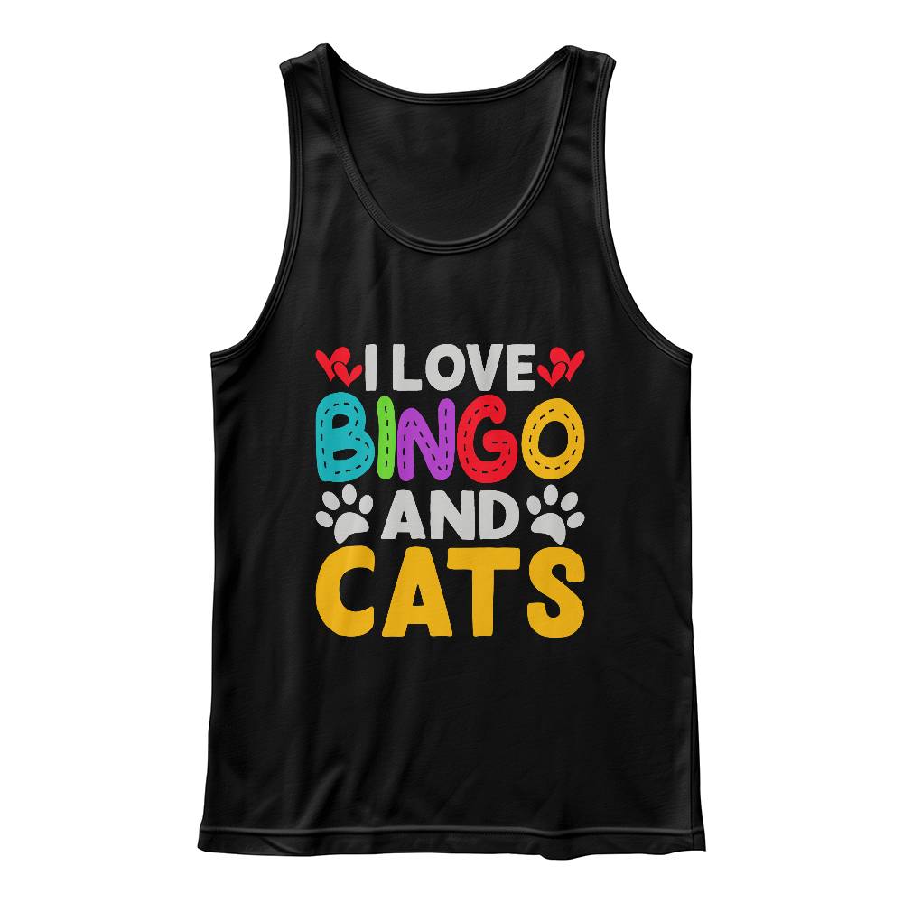 I Love Bingo And Cats - 3480 Bella + Canvas Unisex Jersey Tank Front Print - Gift for Her - Gift for Him