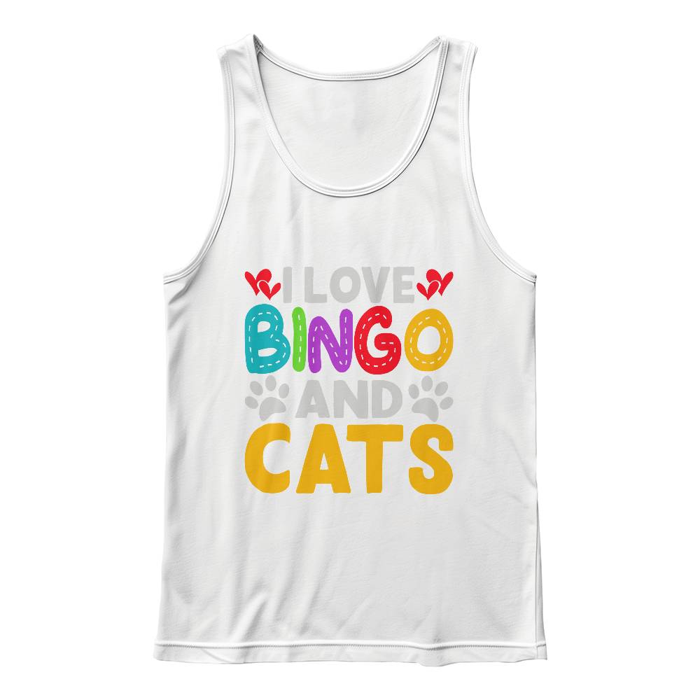 I Love Bingo And Cats - 3480 Bella + Canvas Unisex Jersey Tank Front Print - Gift for Her - Gift for Him