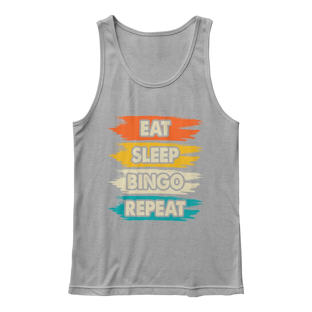 Eat Sleep Bingo Repeat - 3480 Bella + Canvas Unisex Jersey Tank Front Print - Gift for Her - Gift for Him