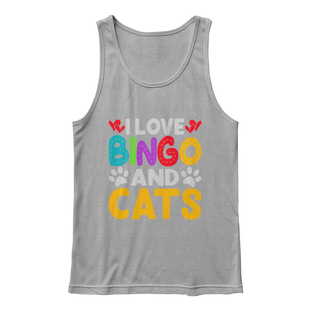 I Love Bingo And Cats - 3480 Bella + Canvas Unisex Jersey Tank Front Print - Gift for Her - Gift for Him