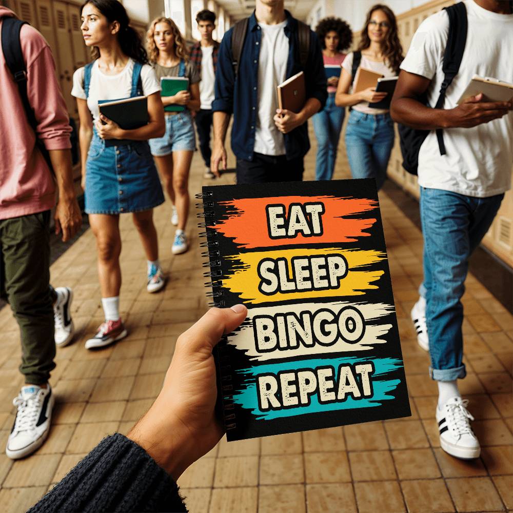 Eat Sleep Bingo Repeat - Spiral Notebook - Gift for Her - Gift for Him