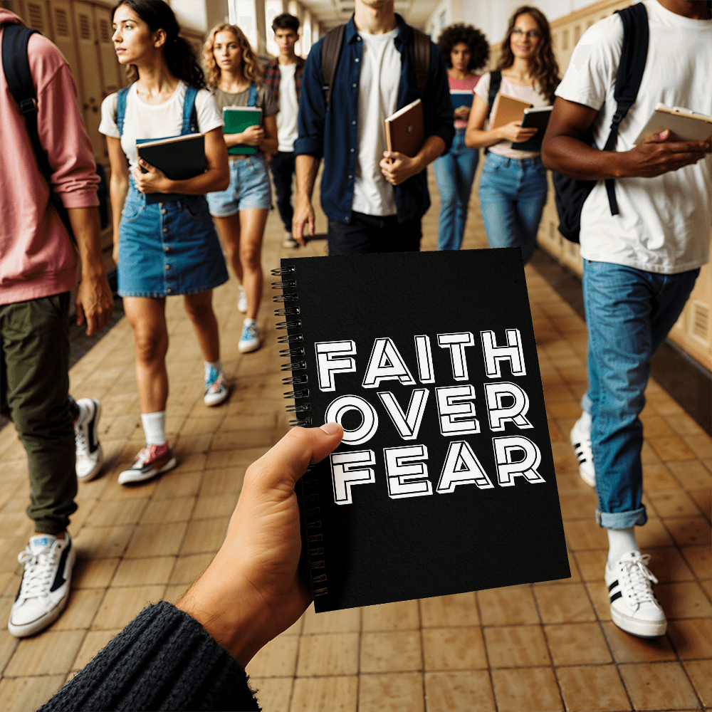 Faith Over Fear (White) - Spiral Notebook - Gift for Her - Gift for Him