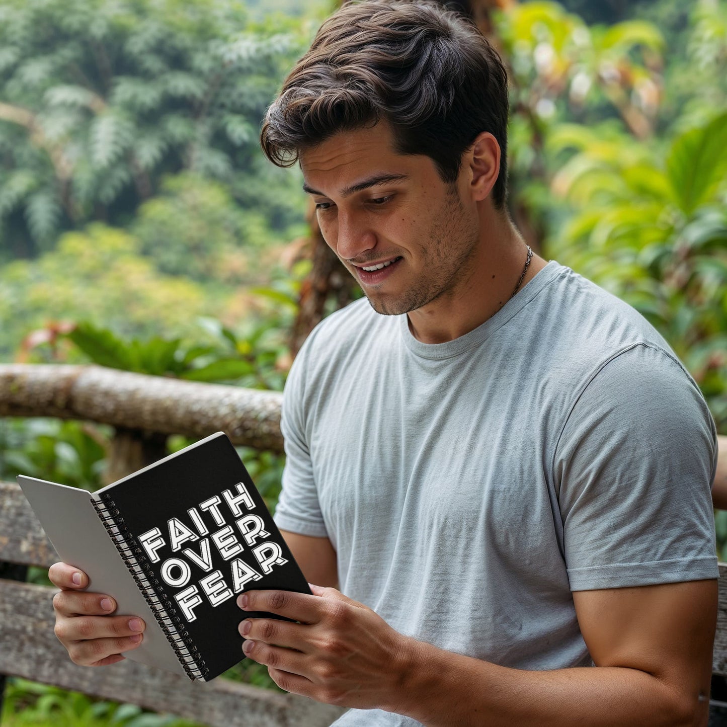 Faith Over Fear (White) - Spiral Notebook - Gift for Her - Gift for Him