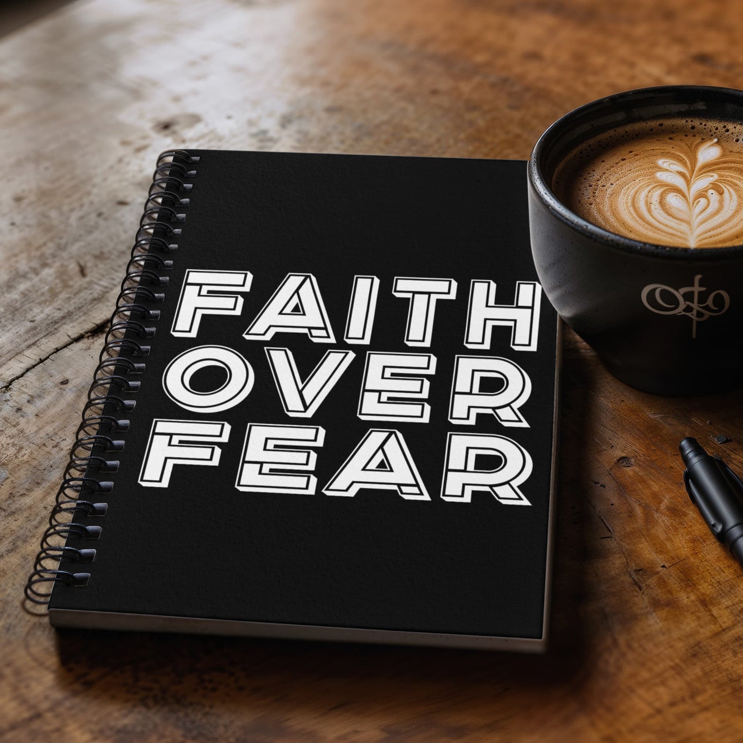 Faith Over Fear (White) - Spiral Notebook - Gift for Her - Gift for Him