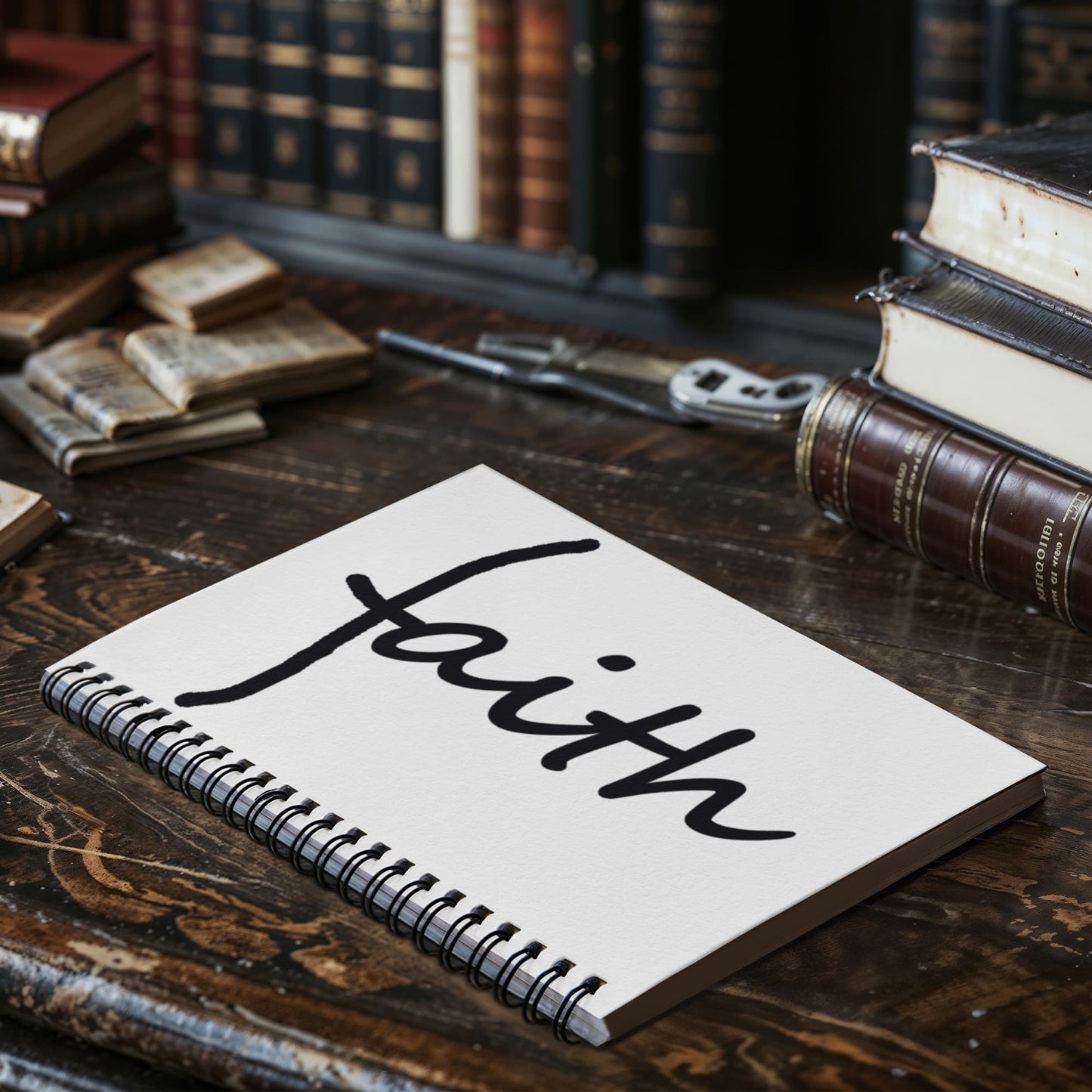Faith (Black) - Spiral Notebook - Gift for Her - Gift for Him