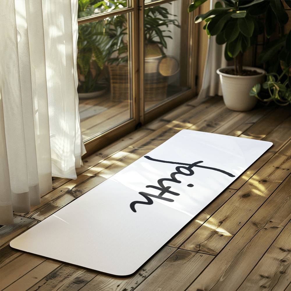 Faith (Black) - Rubber Yoga Mat - Gift for Her - Gift for Him