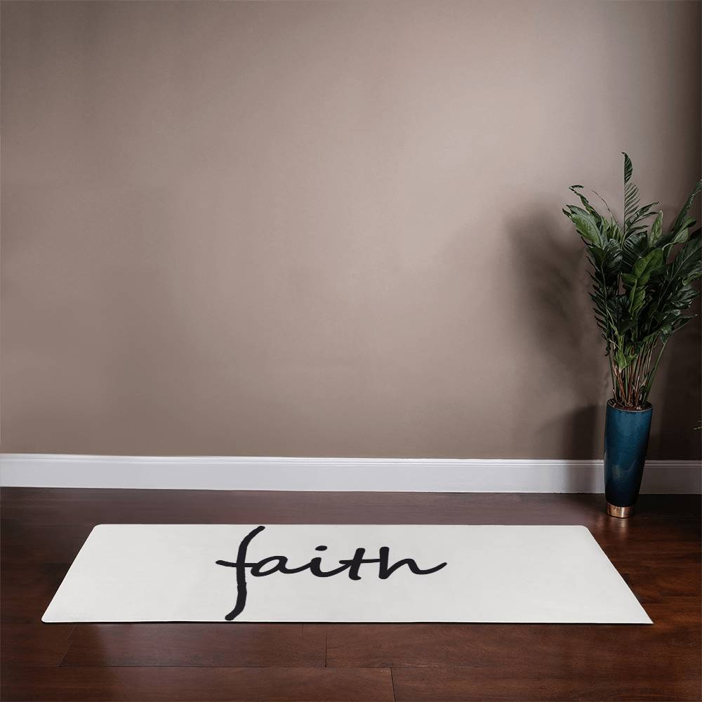 Faith (Black) - Rubber Yoga Mat - Gift for Her - Gift for Him