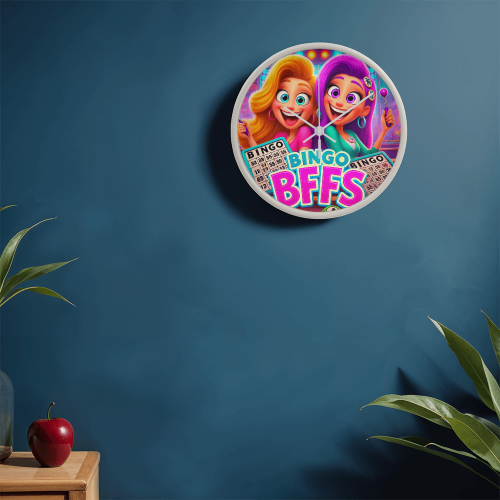 Bingo BFFS 2 - Wood Frame 10” Clock - Gift for Her