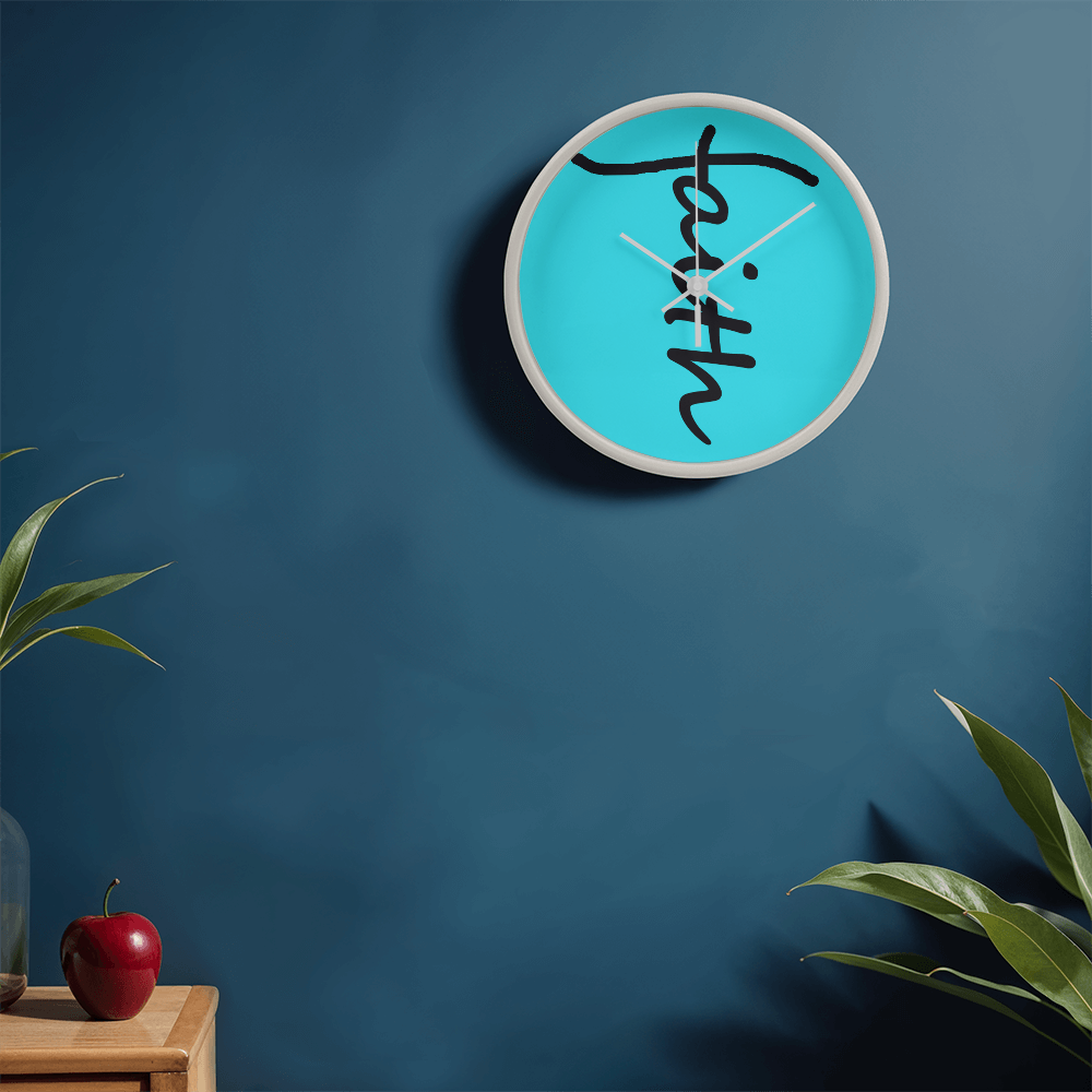 Faith (Black) - Wood Frame 10” Clock - Gift for Her - Gift for Him