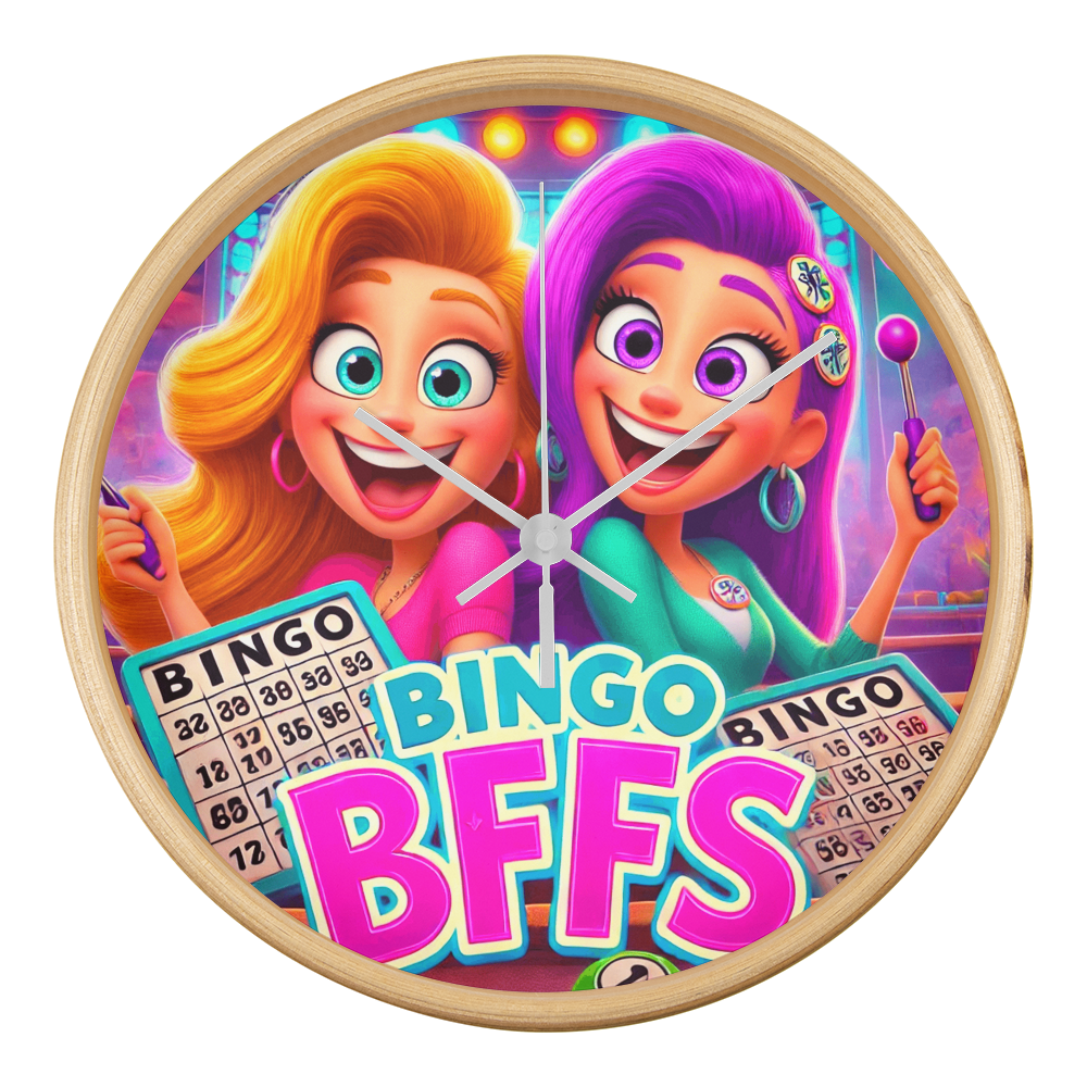 Bingo BFFS 2 - Wood Frame 10” Clock - Gift for Her