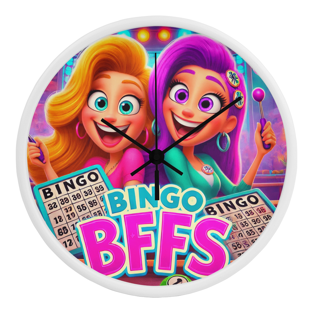 Bingo BFFS 2 - Wood Frame 10” Clock - Gift for Her
