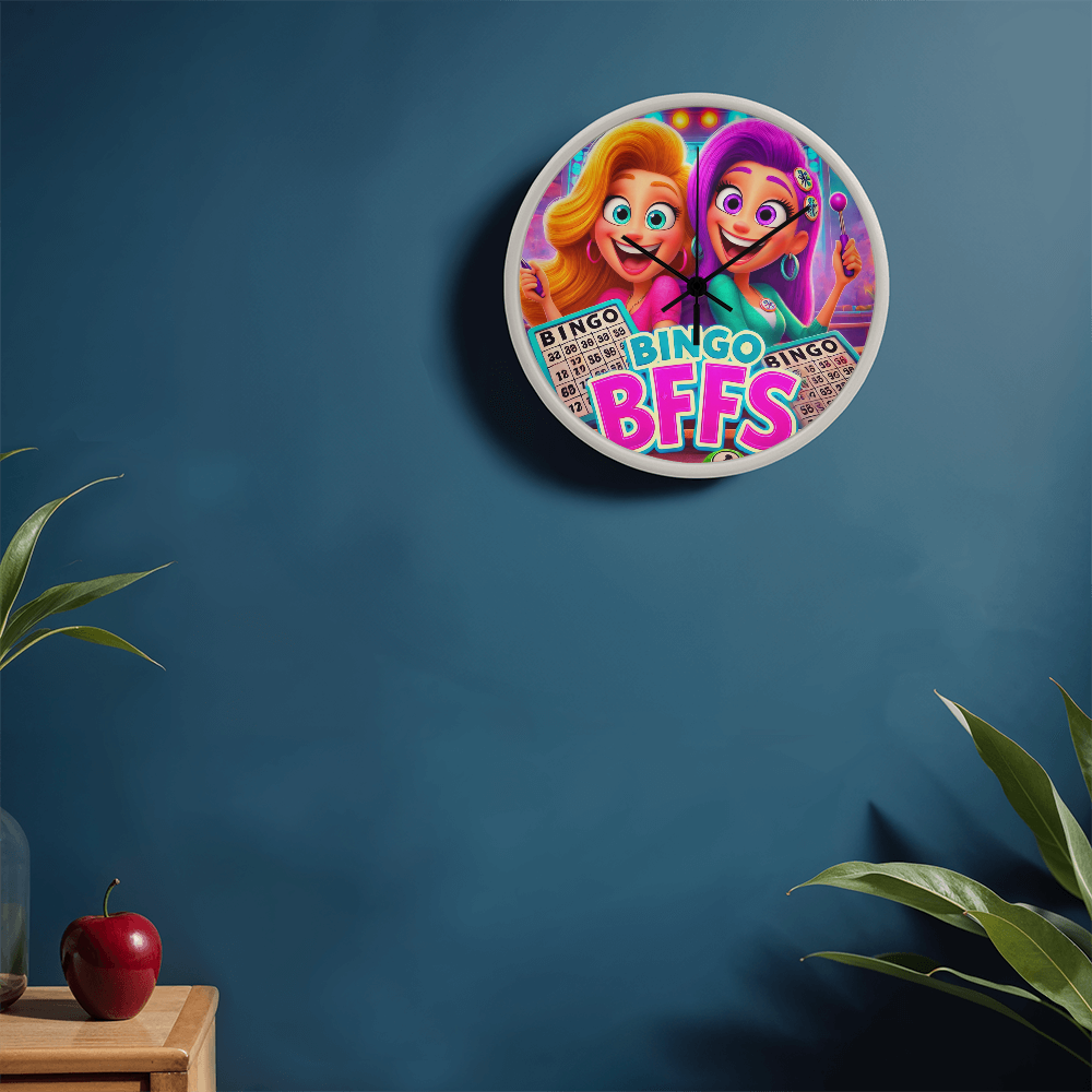 Bingo BFFS 2 - Wood Frame 10” Clock - Gift for Her