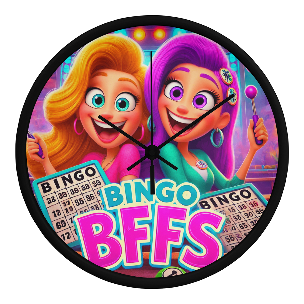 Bingo BFFS 2 - Wood Frame 10” Clock - Gift for Her