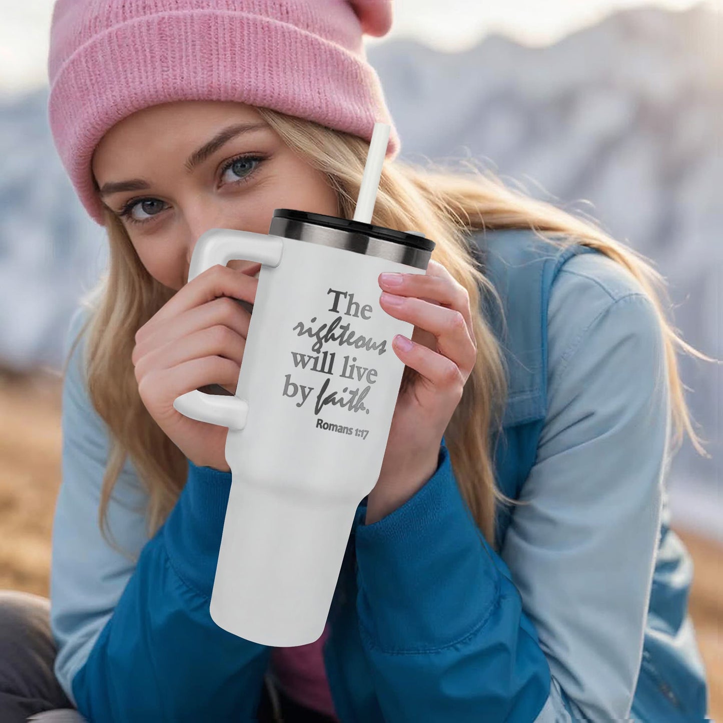 The Righteous Will Live By Faith - Pinnacle 40oz Tumbler - Gift for Her - Gift for Him