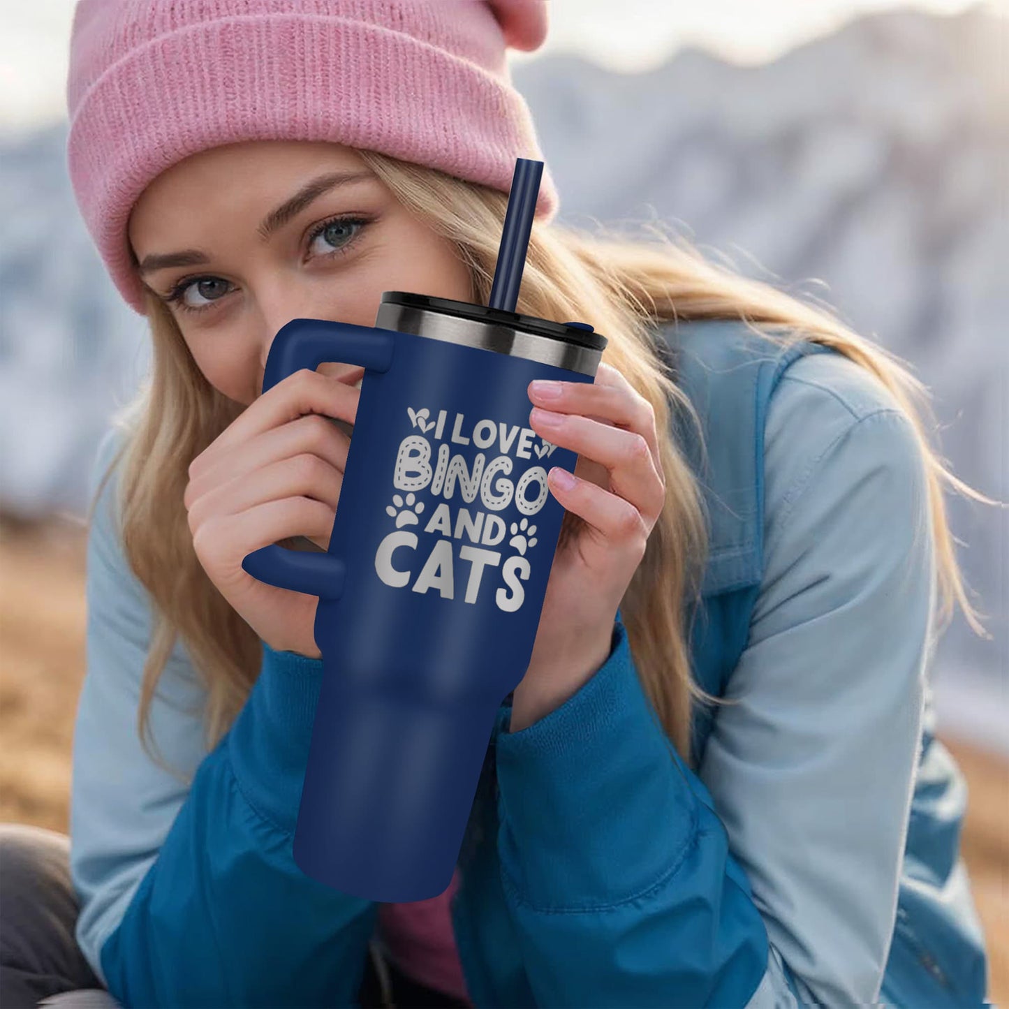 I Love Bingo And Cats - Pinnacle 40oz Tumbler - Gift for Her - Gift for Him