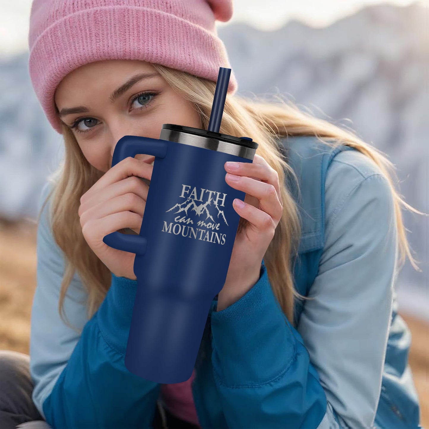Faith Can Move Mountains - Pinnacle 40oz Tumbler - Gift for Her - Gift for Him