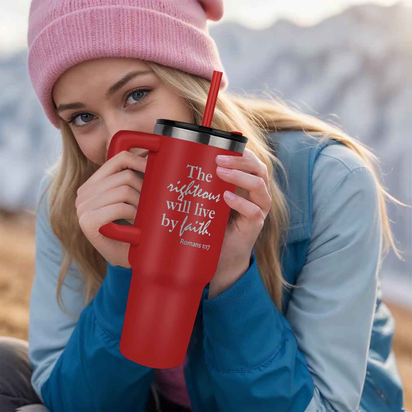 The Righteous Will Live By Faith - Pinnacle 40oz Tumbler - Gift for Her - Gift for Him