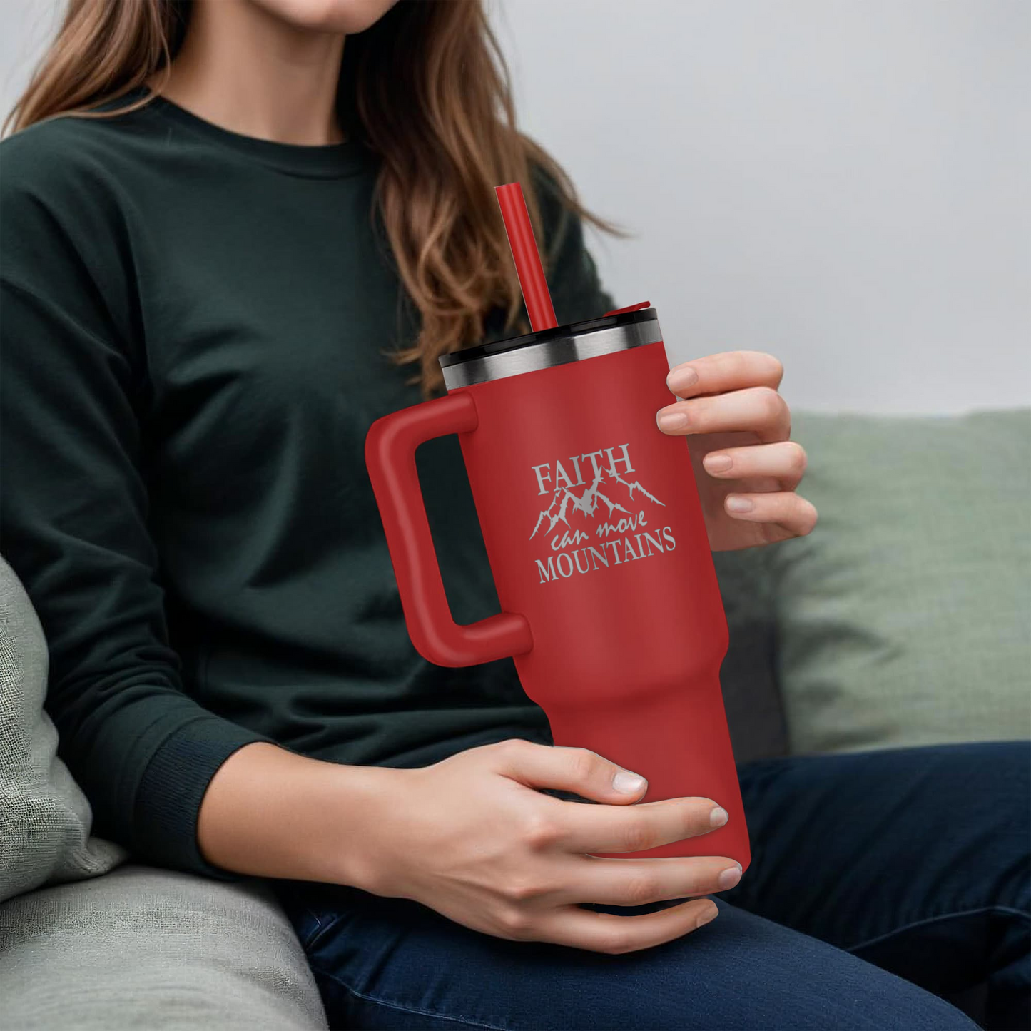 Faith Can Move Mountains - Pinnacle 40oz Tumbler - Gift for Her - Gift for Him