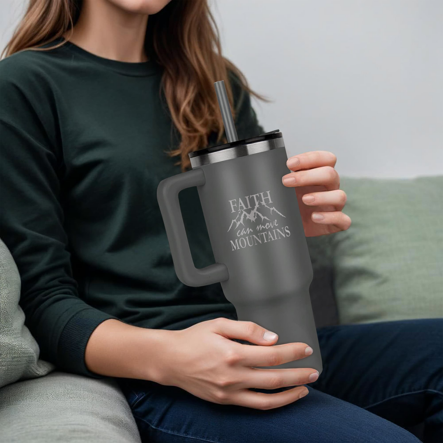 Faith Can Move Mountains - Pinnacle 40oz Tumbler - Gift for Her - Gift for Him